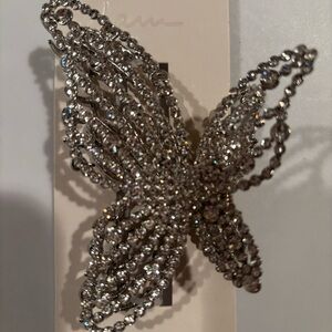 Scunci rhinestone butterfly hair claw clip / medium size / metal / NEW package